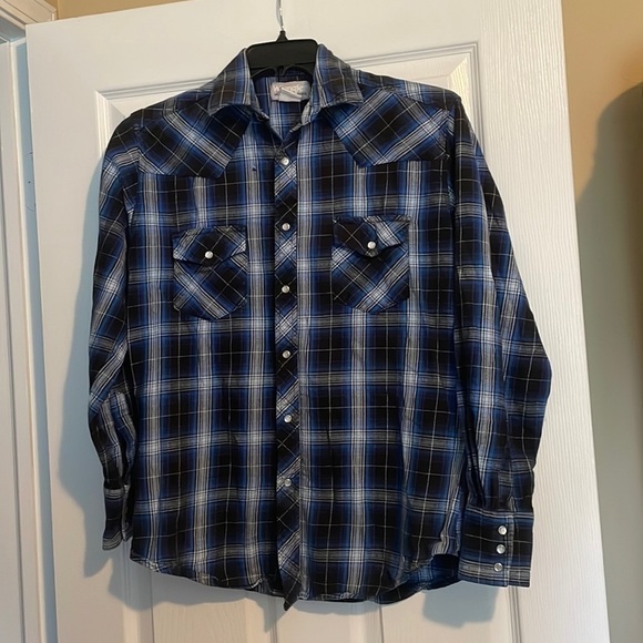 Wrangler vintage Wrancher pearl snap flannel shirt size medium - Picture 1 of 9